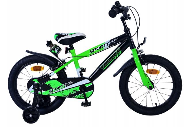 Volare Sportivo Kinderfiets - Jongens - 16 inch - Groen Zwart - Twee Handremmen